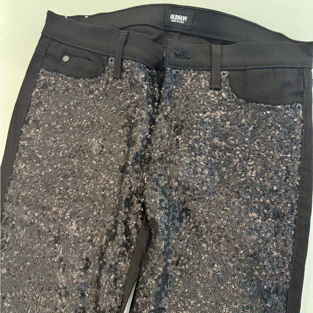 Hudson Jeans Black Sequin Skinny Jeans